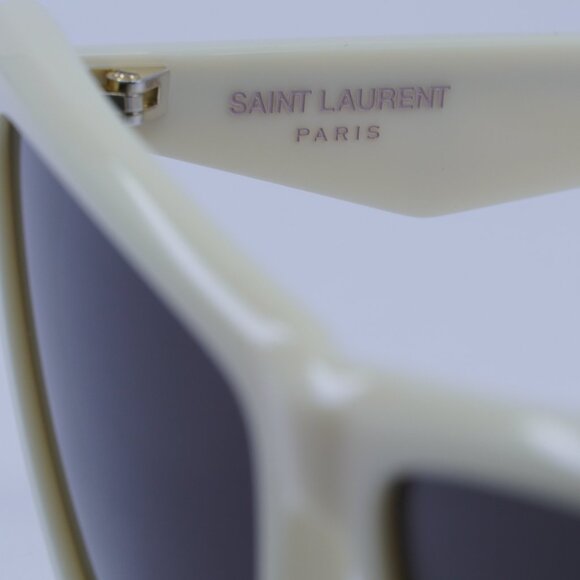 Saint Laurent SL M103 007 Sunglasses Ivory Cat Eye Frame, Black Lenses